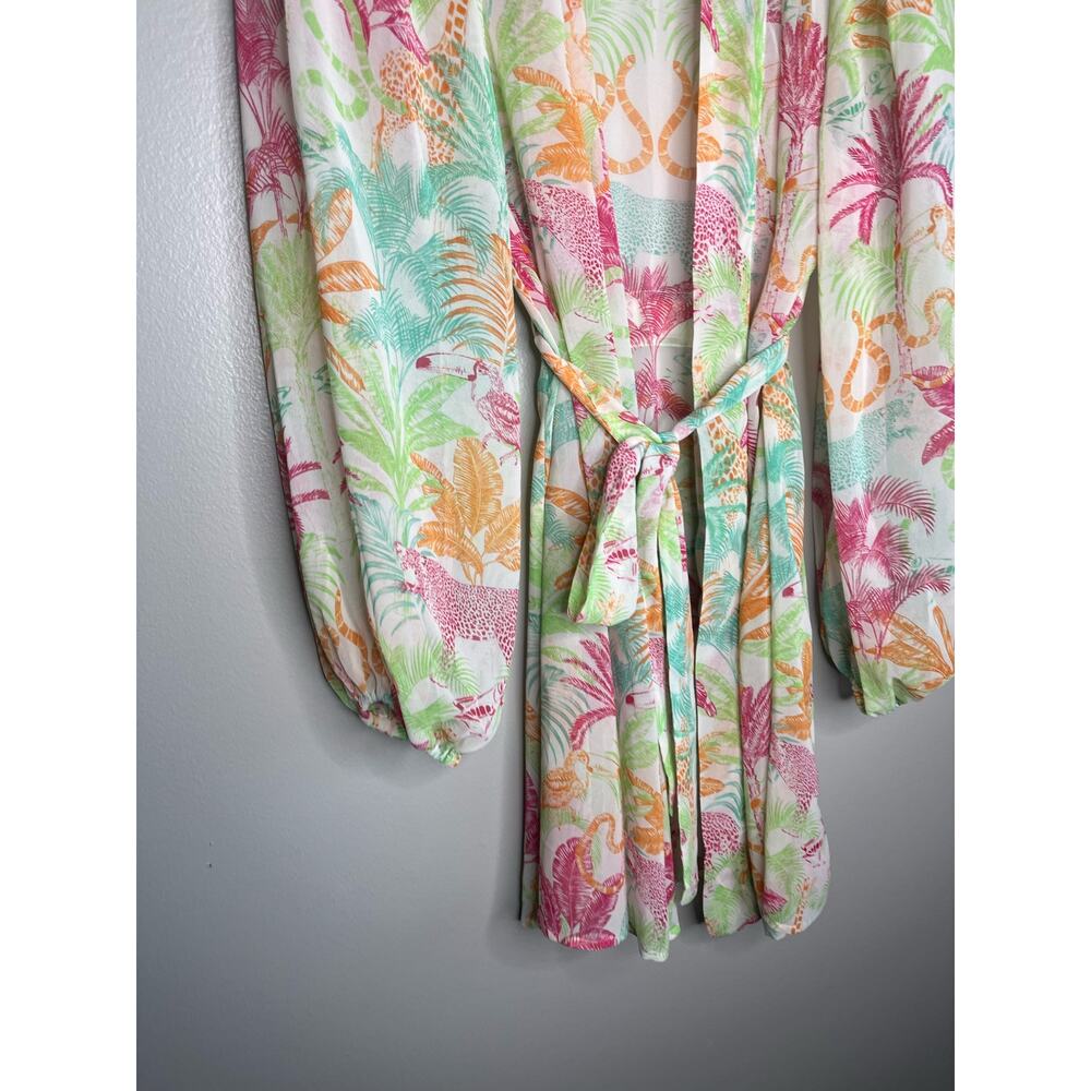 CAbi Tropical Print Tie-Front Kimono Mini Dress – Size M – Resort Style - Picture 5 of 7
